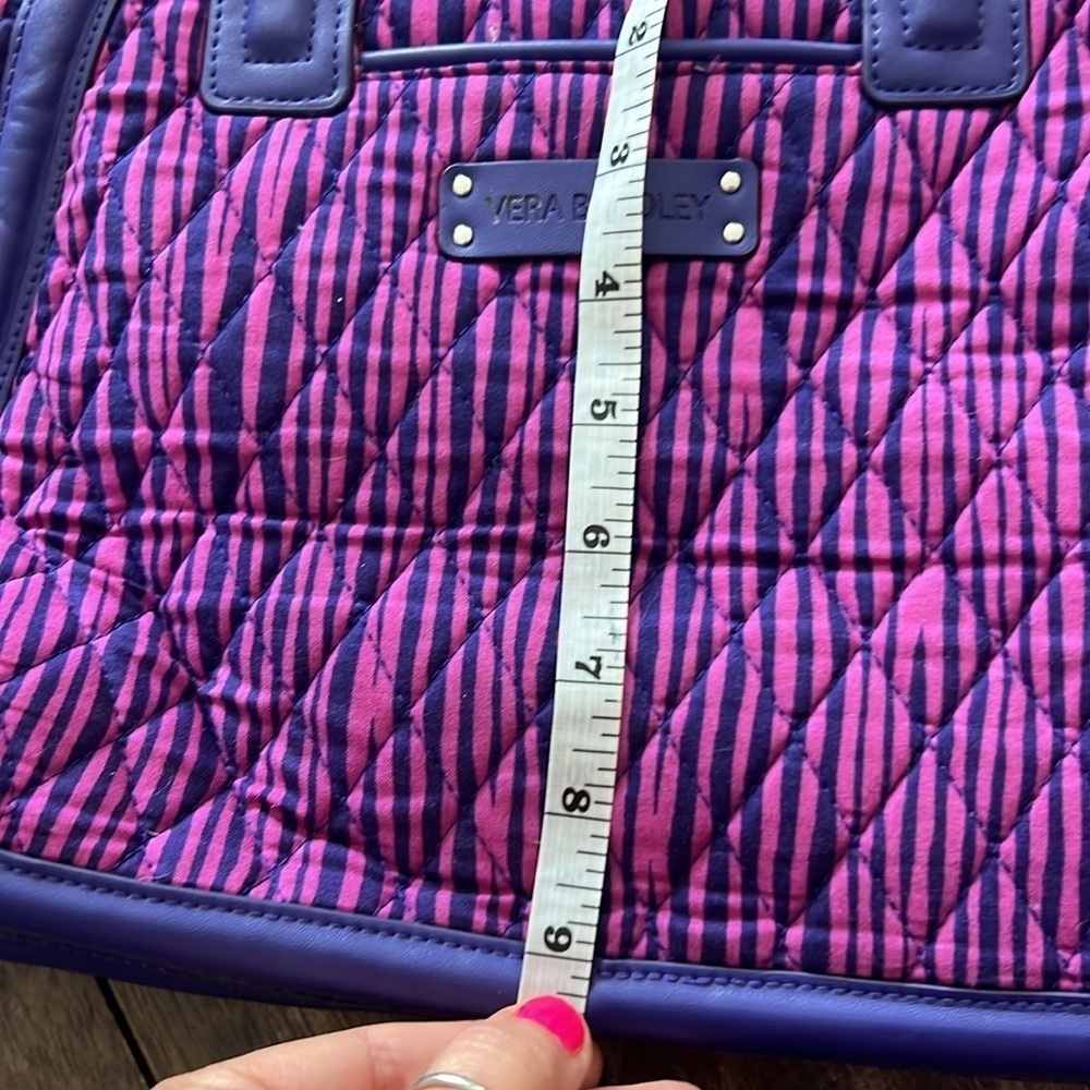 VERA BRADLEY "Impressionista Stripe" Trapeze Satchel Pink & Purple - Picture 5 of 8